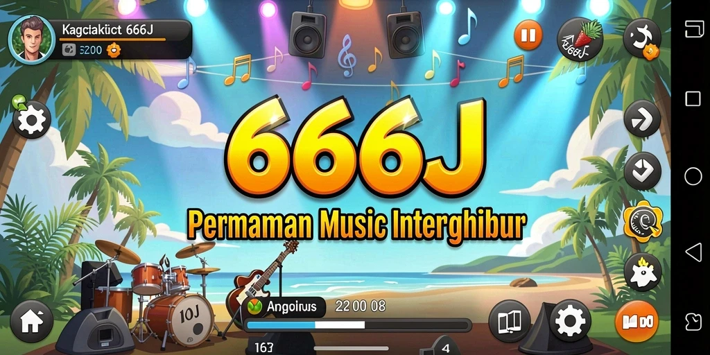 Tampilan gameplay 666J yang menampilkan aksi musik seru.