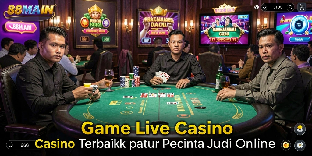 Screenshot gameplay 88MAIN yang menampilkan dealer langsung dan suasana permainan.