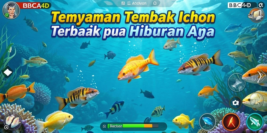 Gameplay seru BBCA4D dengan menembak ikan berwarna-warni.