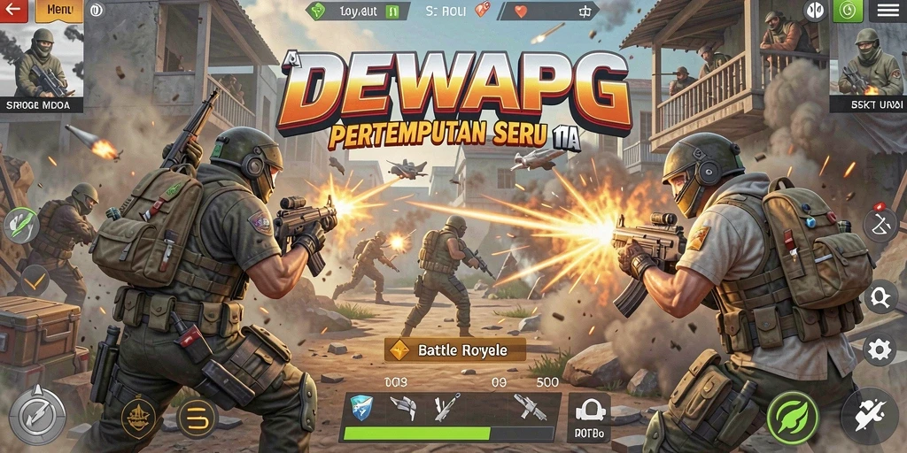 Tampilan aksi seru dalam game Battle Royale DEWAPG.