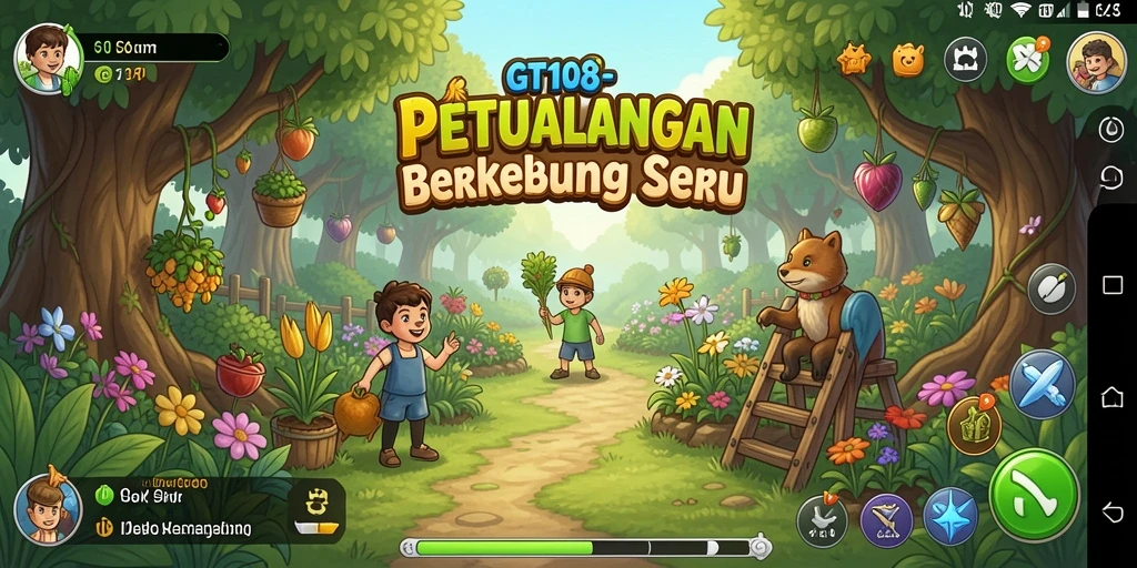 Tampilan gameplay seru dalam GT108 saat melakukan aktivitas pertanian.