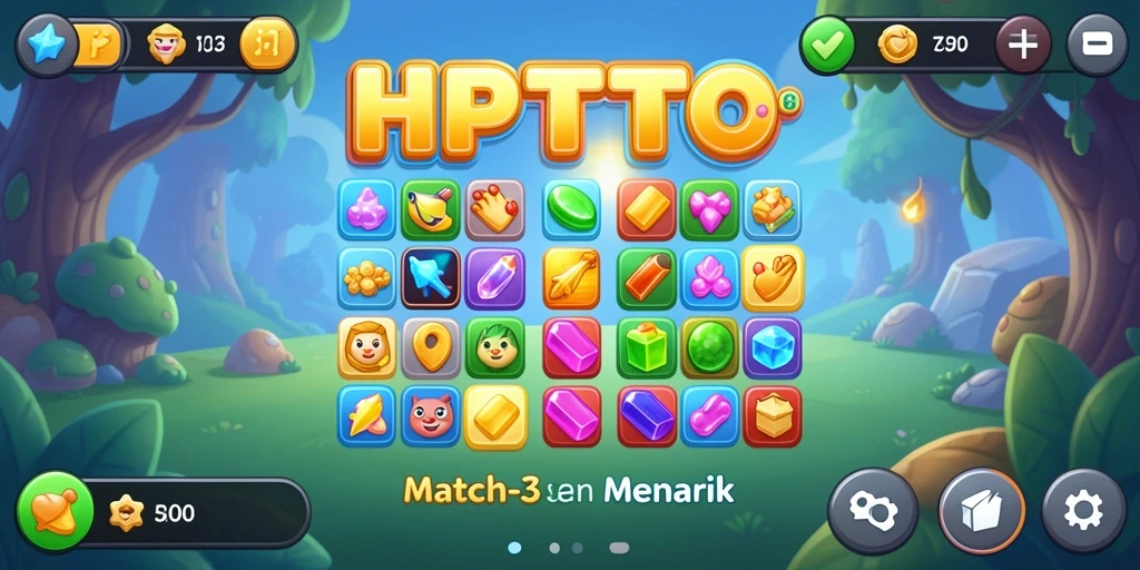Screenshot utama HPTOTO menampilkan aksi seru dalam gameplay Match-3.