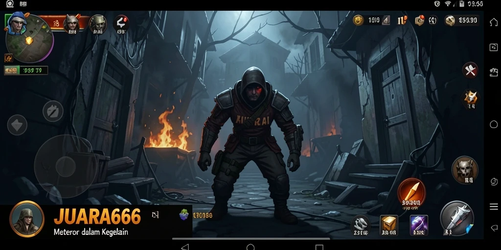 Screenshot gameplay JUARA666 yang menunjukkan atmosfer Horror yang mencekam.