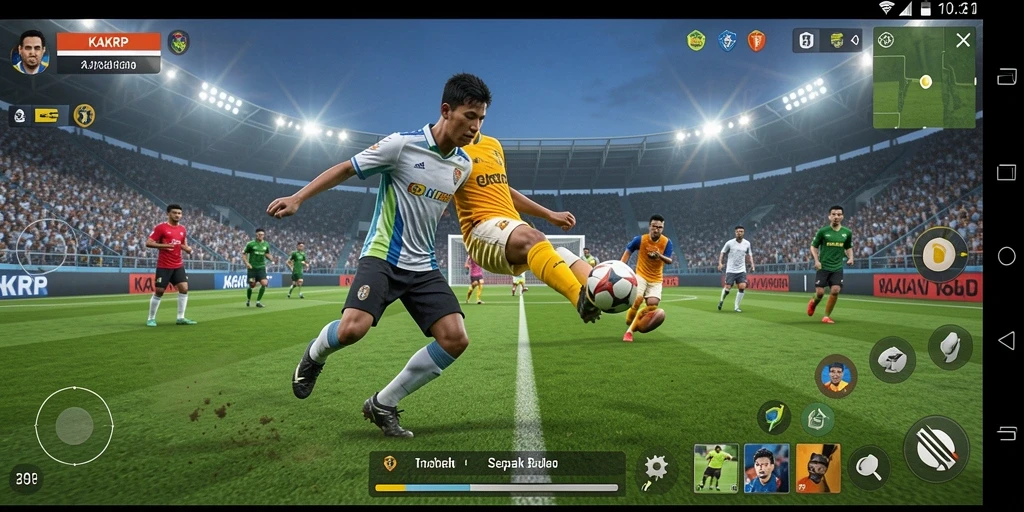 Screenshot KAKRP menampilkan aksi menegangkan dalam permainan sepak bola.