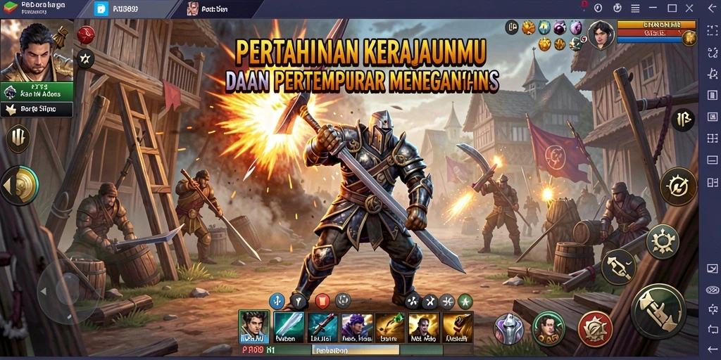Tangkapan layar gameplay PT89, menampilkan aksi seru pertahanan tower.