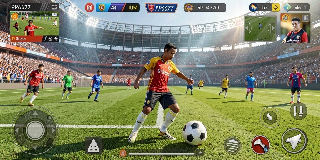 Tampilan menarik gameplay sepak bola di RP6677.