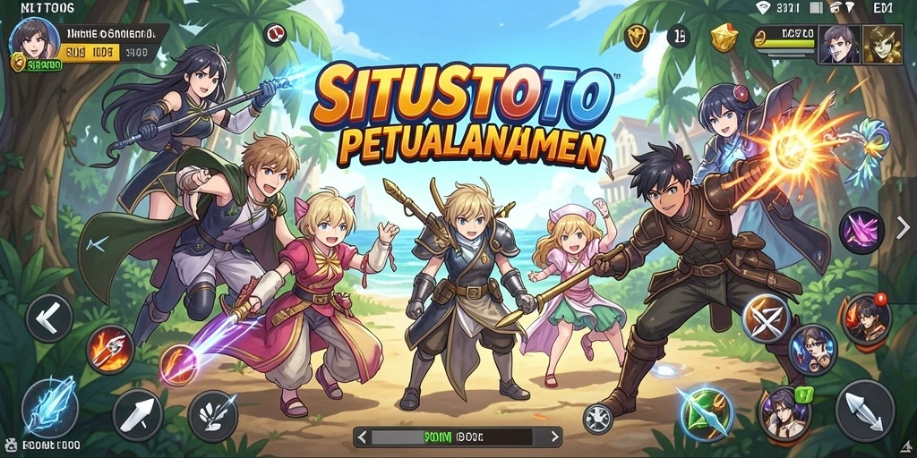 Screenshot menampilkan pertarungan epik dalam SITUSTOTO dengan karakter anime yang penuh warna.