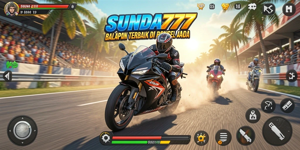 Tampilan gameplay SUNDA777 yang mendebarkan dan penuh aksi balapan motor.