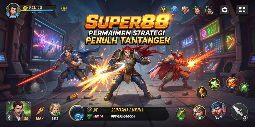 Tampilan dinamis dari permainan strategi SUPER88 yang menampilkan pertempuran intens.
