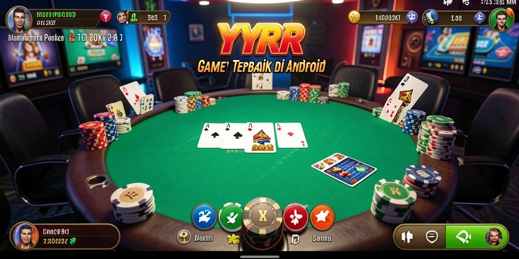 Tampilan antarmuka permainan Poker yang menarik dan interaktif.